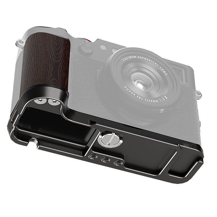 Aluminum Alloy Quick Release L Plate Wooden Camera Hand Grip Handle Base Holder Board Mount for Fujifilm X100VI for ARCA Tripod