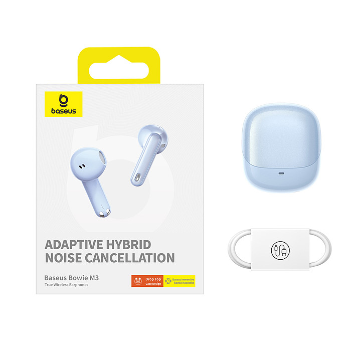 Baseus Bowie Series M3 TWS True Wireless Bluetooth-compatible Earphones Including Simple Universal Data Cable Type-c 3A 0.39M