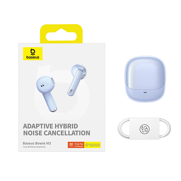 Baseus Bowie Series M3 TWS True Wireless Bluetooth-compatible Earphones Including Simple Universal Data Cable Type-c 3A 0.39M