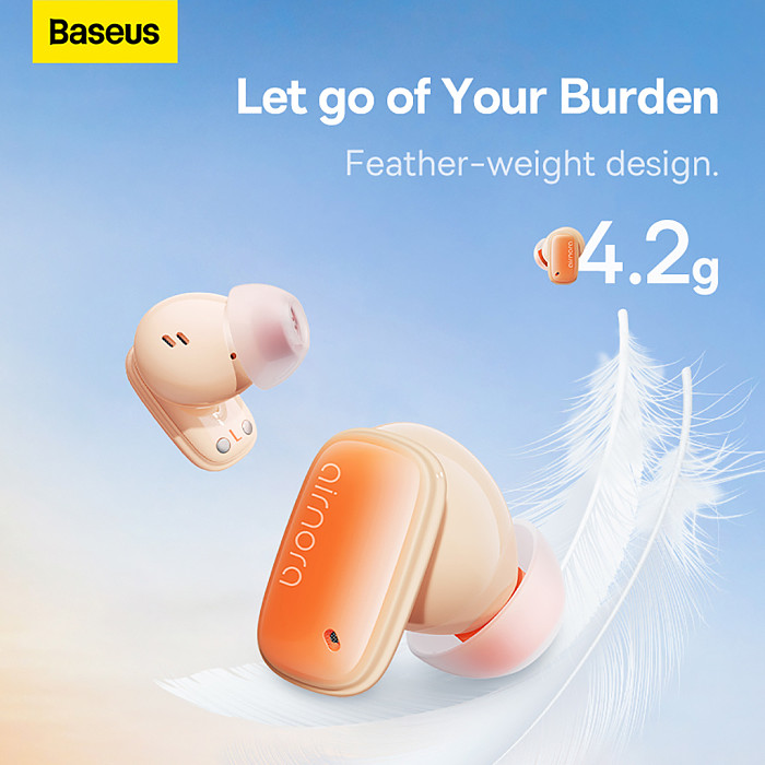CN Baseus AirNora Series 2 TWS True Wireless Bluetooth-compatible Earphones Universal USB to Type-C 3A 0.39m+Dual Color Earcaps 4pcs