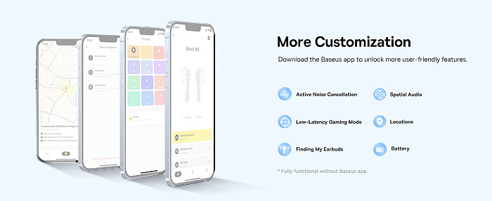 Baseus Bowie Series M3 TWS True Wireless Bluetooth-compatible Earphones Including Simple Universal Data Cable Type-c 3A 0.39M
