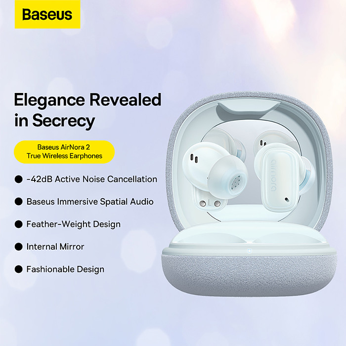 CN Baseus AirNora Series 2 TWS True Wireless Bluetooth-compatible Earphones Universal USB to Type-C 3A 0.39m+Dual Color Earcaps 4pcs