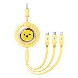 Baseus Leo Retractable  3.5A 1.1M Charging Cable 3 in 1 Compatiable With Apple  For Type-C And Micro Devices 