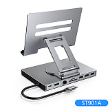 Multi USB C Hub with 360° Rotating Stand HDMI-compatible 4K 60Hz PD 100W USB3.0 5Gbps SD TF for iPad Pro Tablet Docking Station