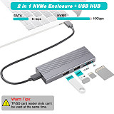 HDD Enclosure Case For M.2 NVMe SATA PCIe SSD Adapter 10Gbps USB 3.2 Gen2 USB HUB SSD Case for M.2 2242 2260 2280 M and B+M Keys