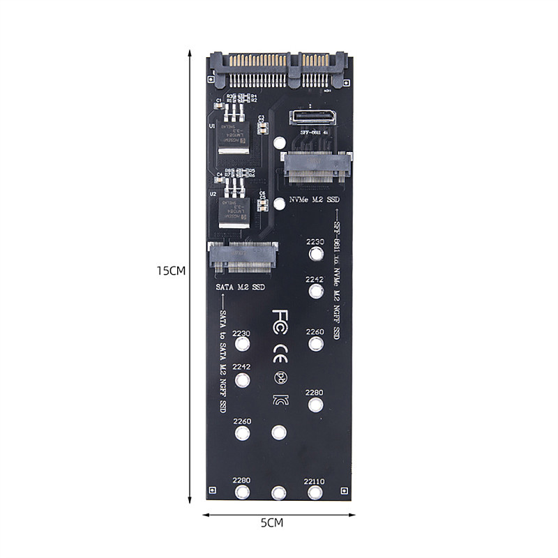 2-in-1 M2 Adapter Converter SATA M.2 SSD to Sata / for NVMe M.2 to SFF-8611 Oculink Adapter Card