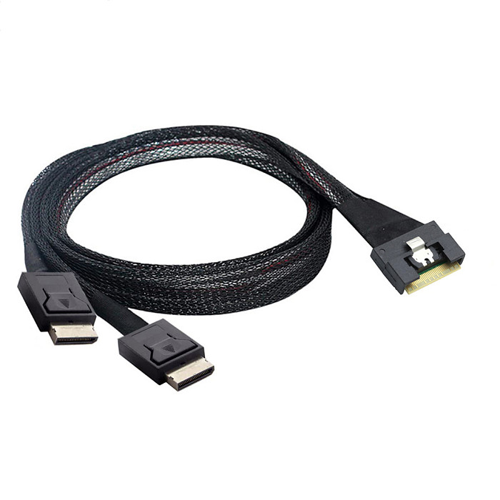PCIE PCI Express Slimline SAS SFF-8654 8i to Dual OCulink SFF-8611 4i Server Cable 25Gbps Date 74Pin Connector