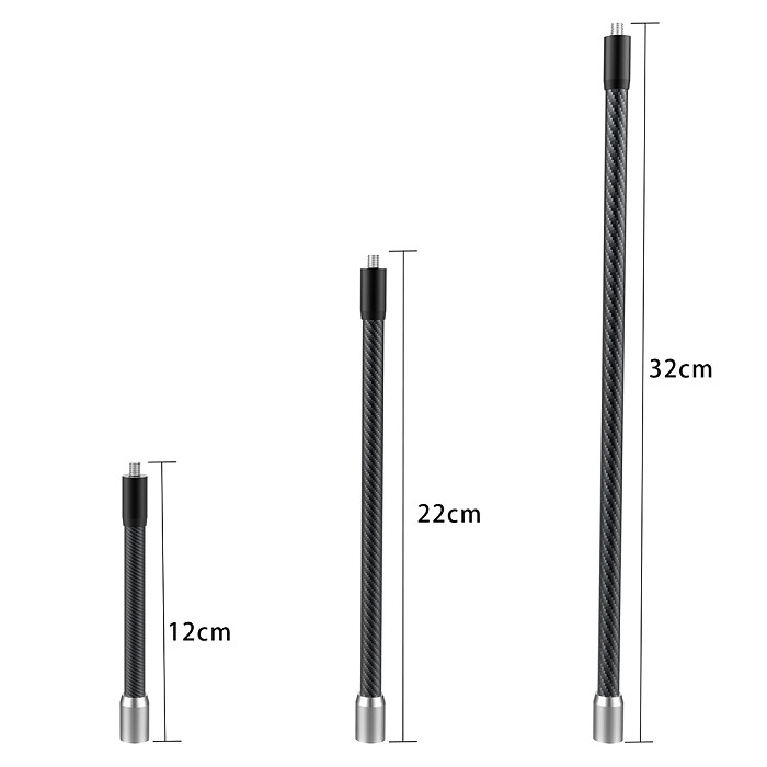 12CM 22CM 32CM Selfie Stick Monopod Carbon Fiber Invisible Extension Rod For Insta360 X3 for GoPro Hero 12 11 10 Action Camera