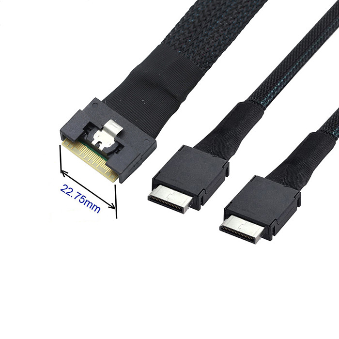 PCIE PCI Express Slimline SAS SFF-8654 8i to Dual OCulink SFF-8611 4i Server Cable 25Gbps Date 74Pin Connector