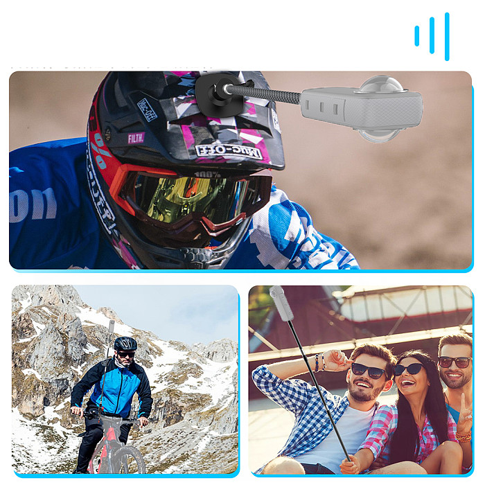 12CM 22CM 32CM Selfie Stick Monopod Carbon Fiber Invisible Extension Rod For Insta360 X3 for GoPro Hero 12 11 10 Action Camera