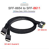 PCIE PCI Express Slimline SAS SFF-8654 8i to Dual OCulink SFF-8611 4i Server Cable 25Gbps Date 74Pin Connector