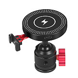Magnetic Suction Cup Phone Holder 360 Pan Tilt Adjustable Ball Head Cold Shoe Mount Wireless Charging for MagSafe Tripod Bracket