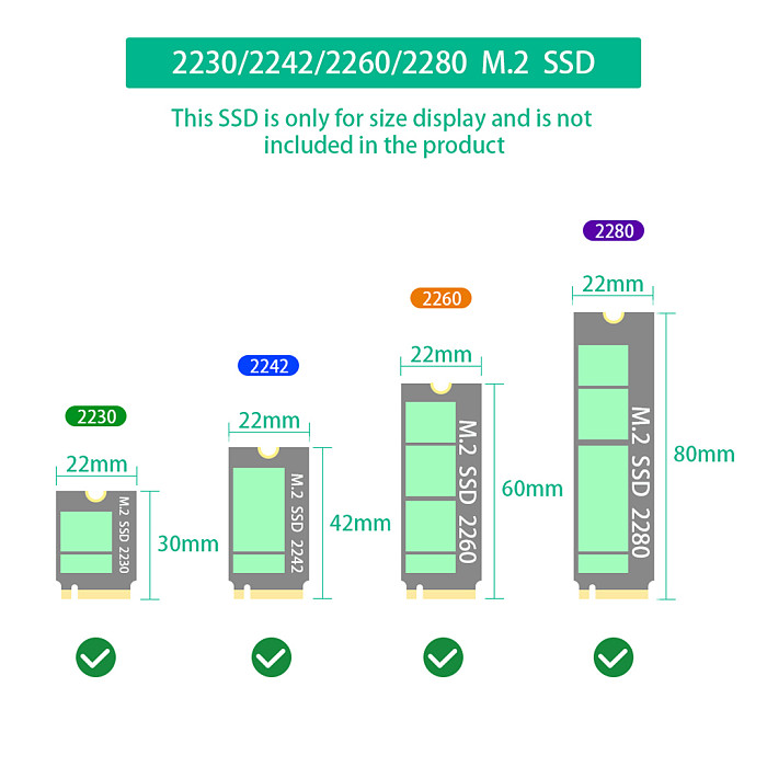 2-in-1 key M key B to U2-SATA 2230/2242/2260/2280 M.2 SSD Adapter Card Computer Accessories