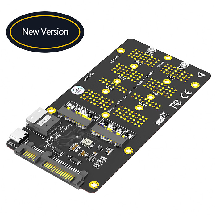 New Version 2 in 1 Combo M.2 NGFF NVMe SSD/SATA-Bus SSD to SFF-8654 And SATA Adapter
