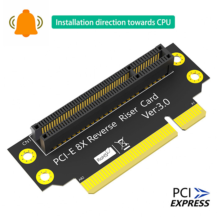 PCI-e 1X 4X 8X 3.0 90 Degree Reverse Male to Female Riser CPU Extension Card Adapter For 1U 2U Server