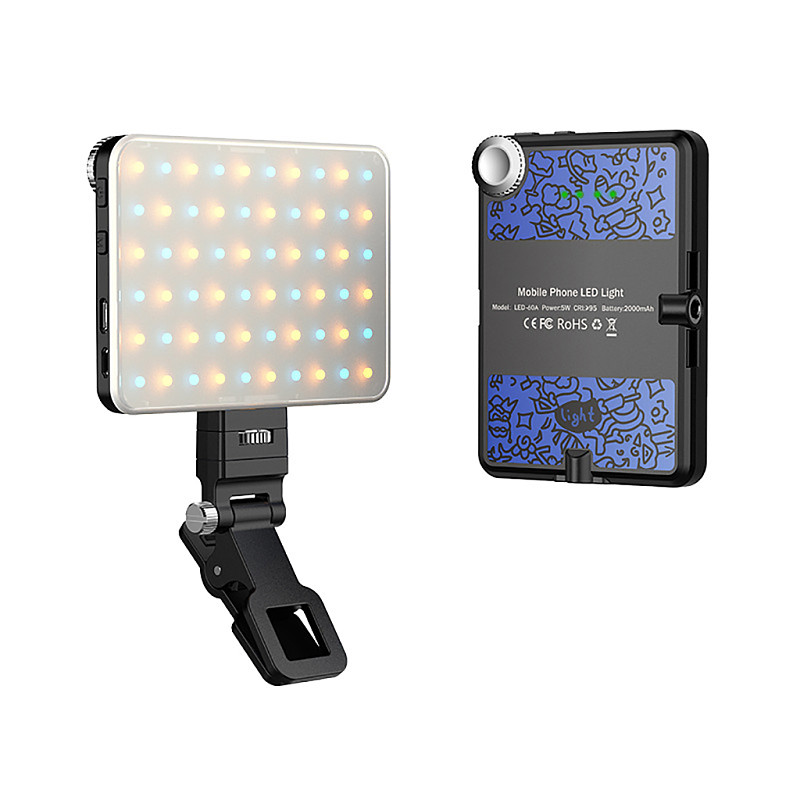 Mobile Phone Fill Light Rechargeable Selfie Led Light 2500K-9000K Dimmable for Smartphone Conference Video Makeup Live Stream