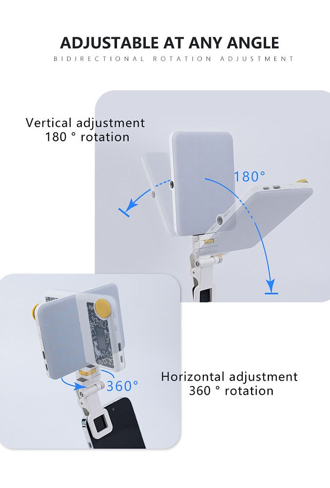 Mobile Phone Fill Light Rechargeable Selfie Led Light 2500K-9000K Dimmable for Smartphone Conference Video Makeup Live Stream