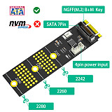 For NGFF(M.2) Key B+M /B to SATA 2.5inch Adapter Card Support M.2 Key B 2242/2260/2280 for SATA 2.5 inch HDD to M.2 Key B Slot