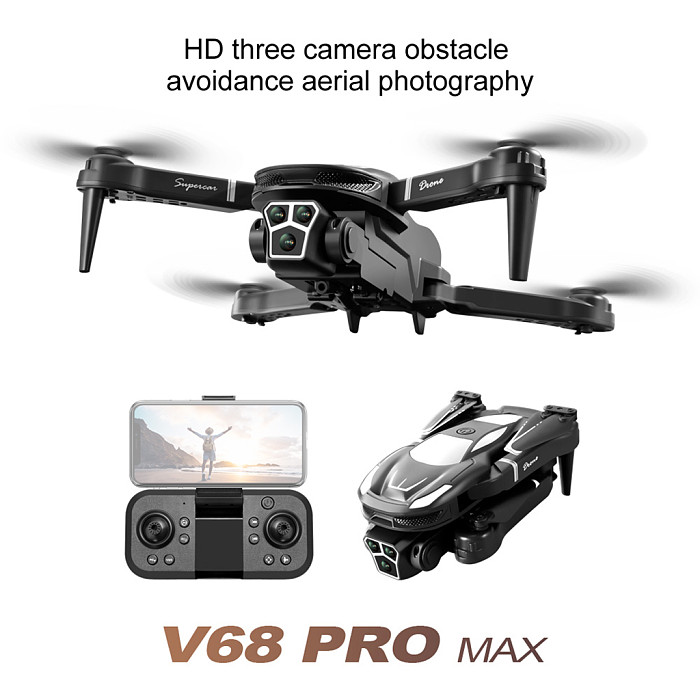 V68 Drone Optical Flow Obstacle Avoidance Three Camera Aerial Photography Aircraft Folding Remote Control Aircraft Set