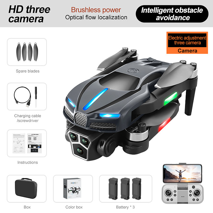 M2 Brushless Drone Optical Flow Obstacle Avoidance Three Camera Aerial Photography Aircraft Folding Remote Control Aircraft Set