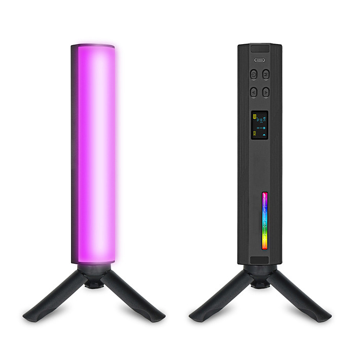 W200RGB LED Video Light Rechargeable RGB Handheld Light 2500K-9000K Dimmable with Mini Desktop Tripod for Vlog Live Streaming