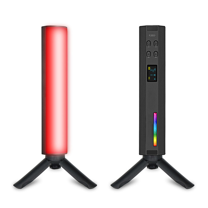W200RGB LED Video Light Rechargeable RGB Handheld Light 2500K-9000K Dimmable with Mini Desktop Tripod for Vlog Live Streaming