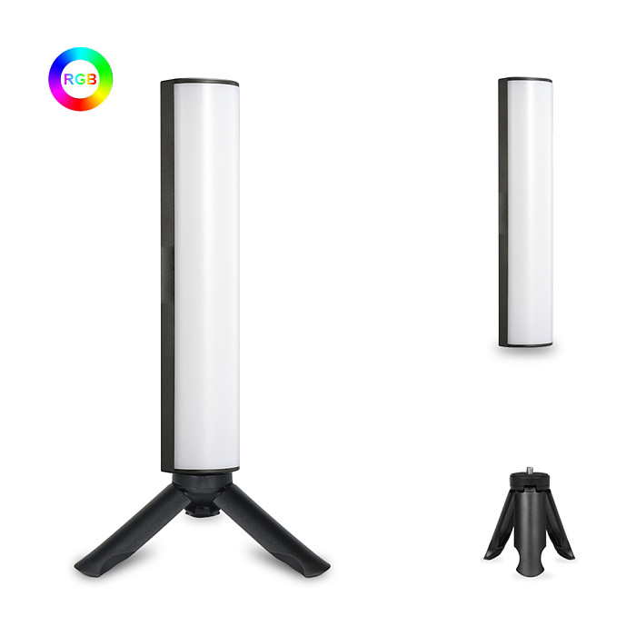 W200RGB LED Video Light Rechargeable RGB Handheld Light 2500K-9000K Dimmable with Mini Desktop Tripod for Vlog Live Streaming