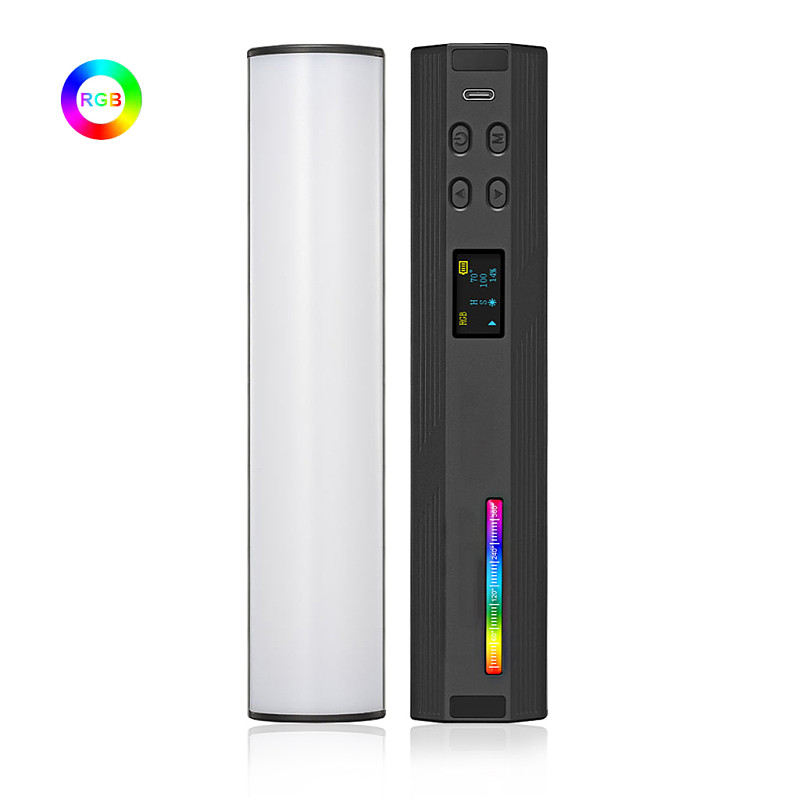 W200RGB LED Video Light Rechargeable RGB Handheld Light 2500K-9000K Dimmable with Mini Desktop Tripod for Vlog Live Streaming