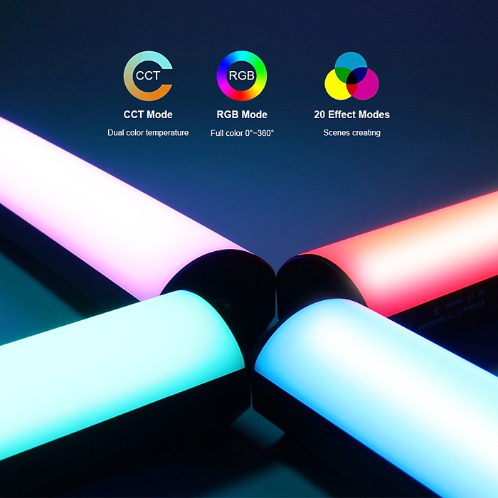 W200RGB LED Video Light Rechargeable RGB Handheld Light 2500K-9000K Dimmable with Mini Desktop Tripod for Vlog Live Streaming