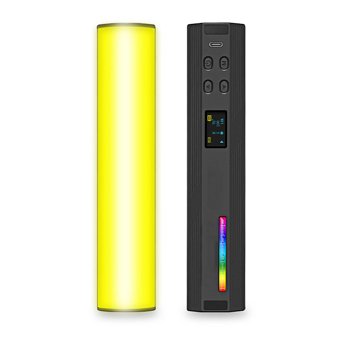 W200RGB LED Video Light Rechargeable RGB Handheld Light 2500K-9000K Dimmable with Mini Desktop Tripod for Vlog Live Streaming