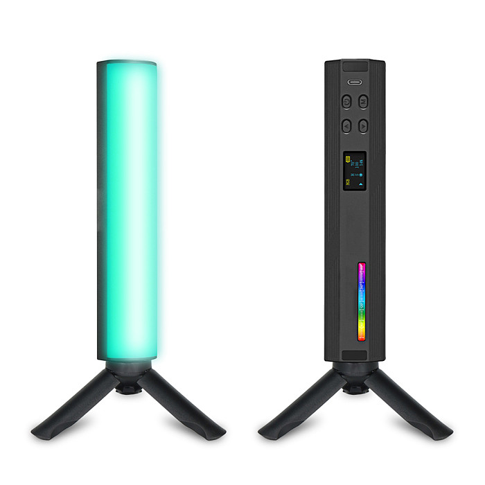 W200RGB LED Video Light Rechargeable RGB Handheld Light 2500K-9000K Dimmable with Mini Desktop Tripod for Vlog Live Streaming