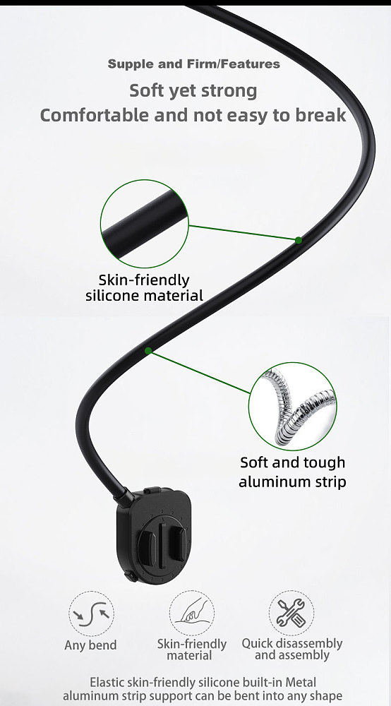 Magnetic Silicone Neck Holder Mount Mobile Phone Vlog Neck Bracket For GoPro Hero 12 11 10 9 Insta360 for DJI Osmo Action Camera