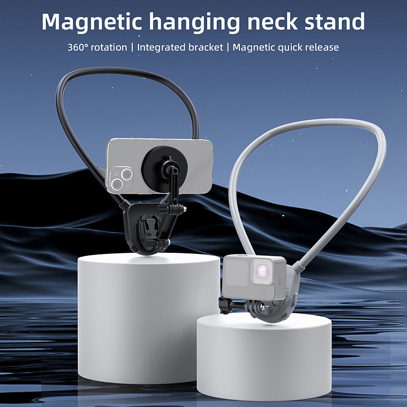 Magnetic Silicone Neck Holder Mount Mobile Phone Vlog Neck Bracket For GoPro Hero 12 11 10 9 Insta360 for DJI Osmo Action Camera