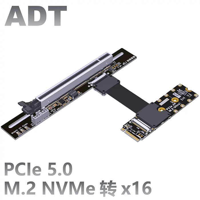 For M.2 NGFF NVMe Key M to PCI-E 5.0 x16 Graphics Card Extension Cable M.2 Turn 90 Angled 16x M.2 Riser Card Adapter GPU Cable