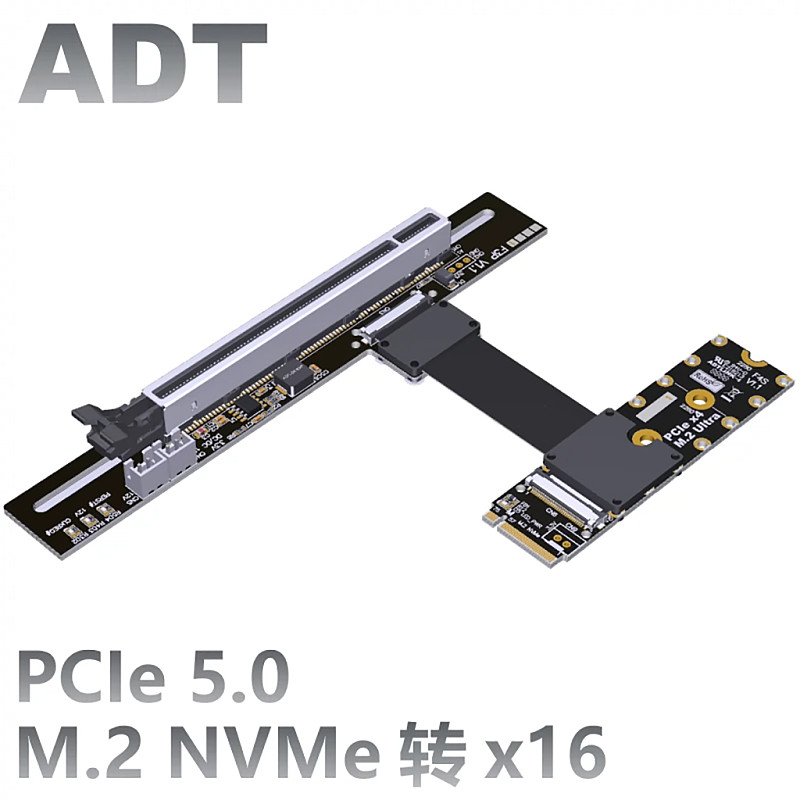 For M.2 NGFF NVMe Key M to PCI-E 5.0 x16 Graphics Card Extension Cable M.2 Turn 90 Angled 16x M.2 Riser Card Adapter GPU Cable