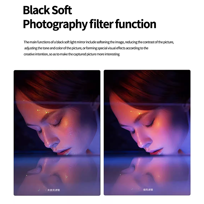 FOTGA Black Soft Filters Cinema Grade 4x5.65  Black Soft Mist Diffusion Filters 1/8 1/4 1/2 4mm Thick Square Optical Glass Lens Filter