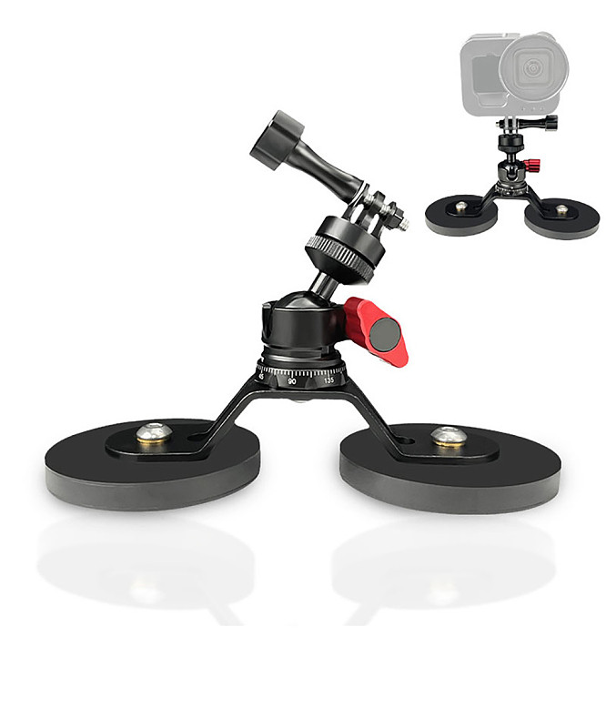 Strong Magnetic Magnet Suction Cup Bracket Ball Head Mount Base Adapter for Gopro 12 OSMO Action DSLR Camera Phone Light Stand