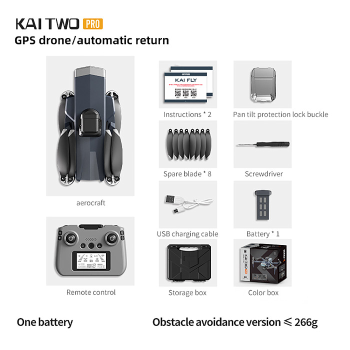 KAI TWO PRO Three-Axis HD Aerial Photography Brushless Motor GPS Long Range With Remote Control Aircraft Toy