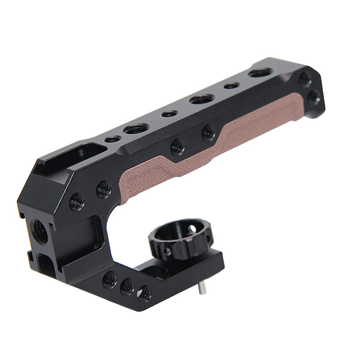 Universal Camera Top Handle Silicone Handgrip with Cold Shoe Mount 3/8 Arri Locating Screw for Canon Sony DSLR Camera Cage Rig