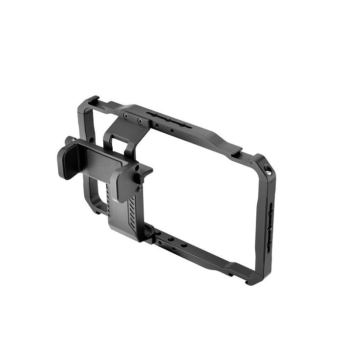 Universal Smartphone Cage Rig with Hand Grip Cold Shoe Mount Vlog Film Video Cage Handheld Stabilizer for LED Light Tripod Mount
