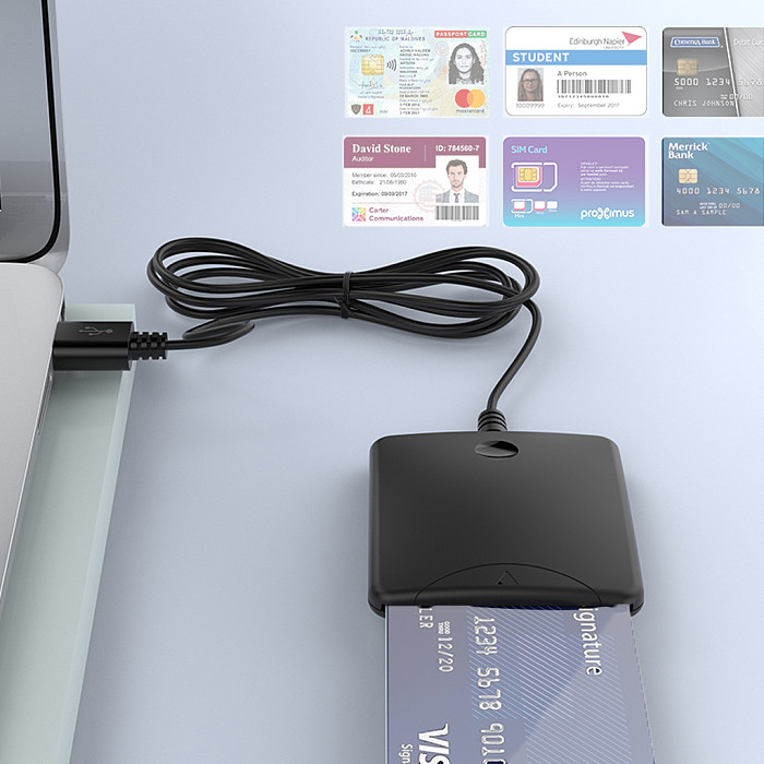 Portable USB 2.0 Smart Card Reader for IC/ID/SIM ATM Bank Card SIM Card Cloner Connector for Windows 7 8 10 Linux for PC Laptop