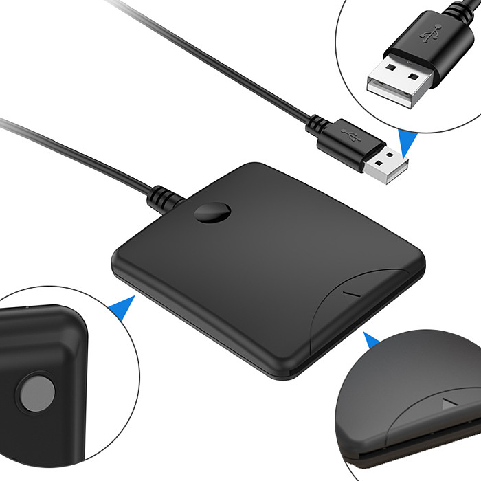 Portable USB 2.0 Smart Card Reader for IC/ID/SIM ATM Bank Card SIM Card Cloner Connector for Windows 7 8 10 Linux for PC Laptop
