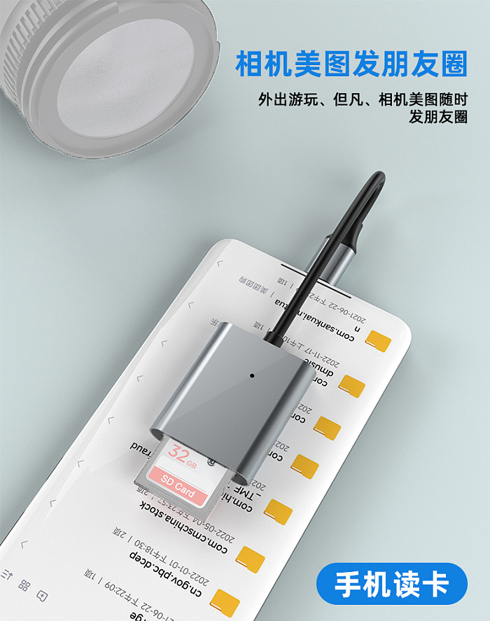 Camera Memory Card Reader Type-C To SD Card Reader SD7.0 Type-C 10Gbps Support OTG SD Card Reader Adapter for Mobile Phone PC