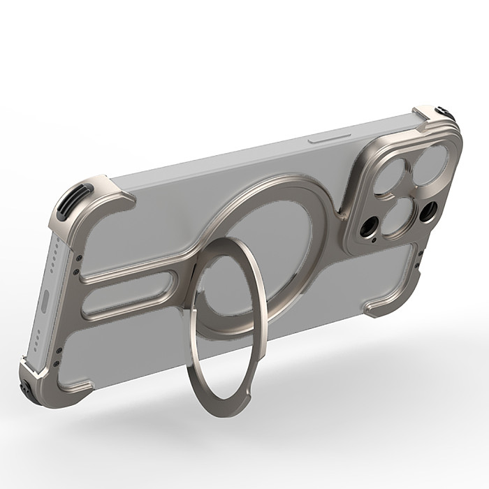 Metal Frameless Phone Case For iPhone15 Pro Max for Magsafe Phone Holder Bracket Hollow Rimless Bumper Shockproof Metal Cover