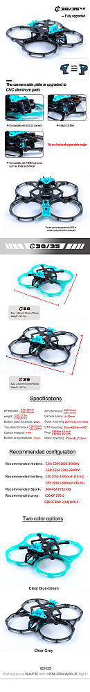 Axisflying Cineon C30 / 3 Inch C35 V2 / 3.5inch Indoor Cinewhoop / Cinematic Shooting Frame Kit - GPS TPU