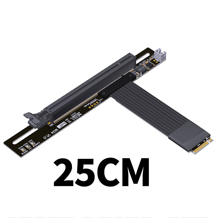 For M.2 NGFF NVMe Key M to PCI-E 4.0 x16 Adapter Cable PCIe4.0 x4 gen4 64G/bps Extension Cable 90° Angled with SATA Power Cable