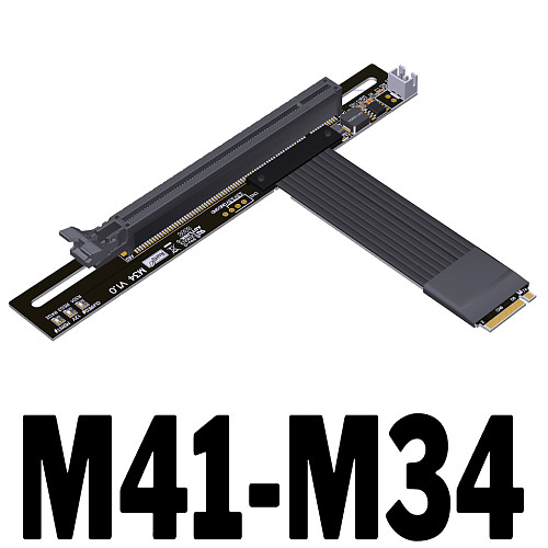 For M.2 NGFF NVMe Key M to PCI-E 4.0 x16 Adapter Cable PCIe4.0 x4 gen4 64G/bps Extension Cable 90° Angled with SATA Power Cable