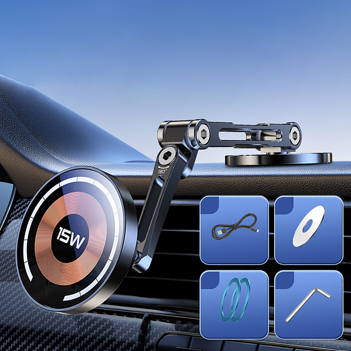 Magnetic Car Wireless Charger Stand Magnet Car Mount Fast Charging Station Phone Holder Bracket For iPhone 15 14 13 12 Pro Max