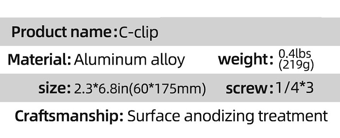 C-shaped Clip Multifunctional 0-60mm Desktop Super Clamp 1/4*3 Screws for Tripod Video Light Monitor Bracket Camera Accessories