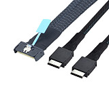 Gen5 MCIO 8X 8I 74P to Dual Oculink SFF-8611 4I Adapter Cable for Server High Speed Data Transfer Cable